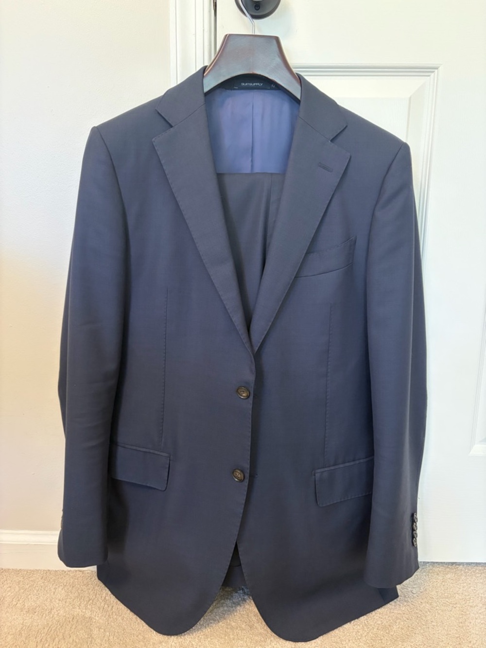 Suitsupply Lazio Navy Suit 42L Slim Fit w/ Brescia Pants 38L – Wool